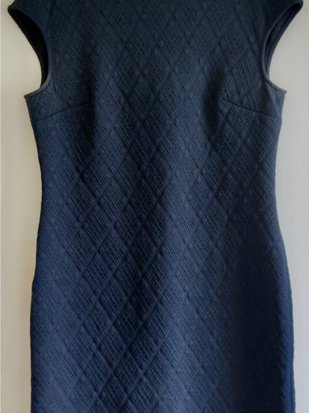 Donna Morgan Navy Diamond-Textured Sleeveless Sheath Mini Dress